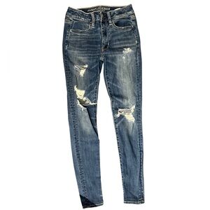 American Eagle Outfitters | Women's Distressed Blue Skinny Jeans